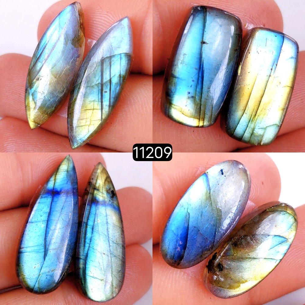 4 Pair 111 Cts Blue Labradorite pairs Labradorite Cabochon Loose Gemstone Labradorite pair for Earring For Woman Earrings Mix Shapes Dangle Drop Earrings 32x12-22x10mm #11209