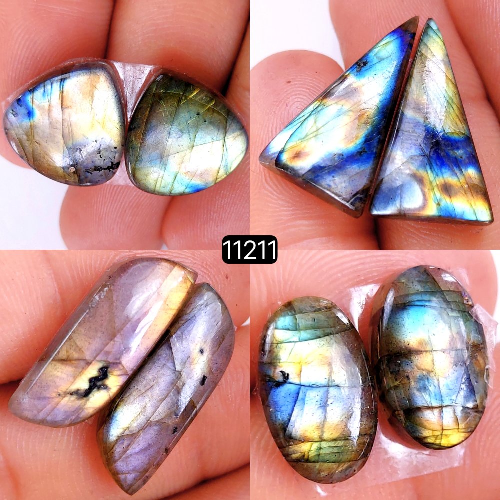 4 Pair 78 Cts Blue Labradorite pairs Labradorite Cabochon Loose Gemstone Labradorite pair for Earring For Woman Earrings Mix Shapes Dangle Drop Earrings 25x14-15x10mm #11211