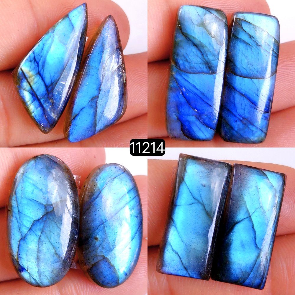 4 Pair 147 Cts Blue Labradorite pairs Labradorite Cabochon Loose Gemstone Labradorite pair for Earring For Woman Earrings Mix Shapes Dangle Drop Earrings 28x12-24x10mm #11214