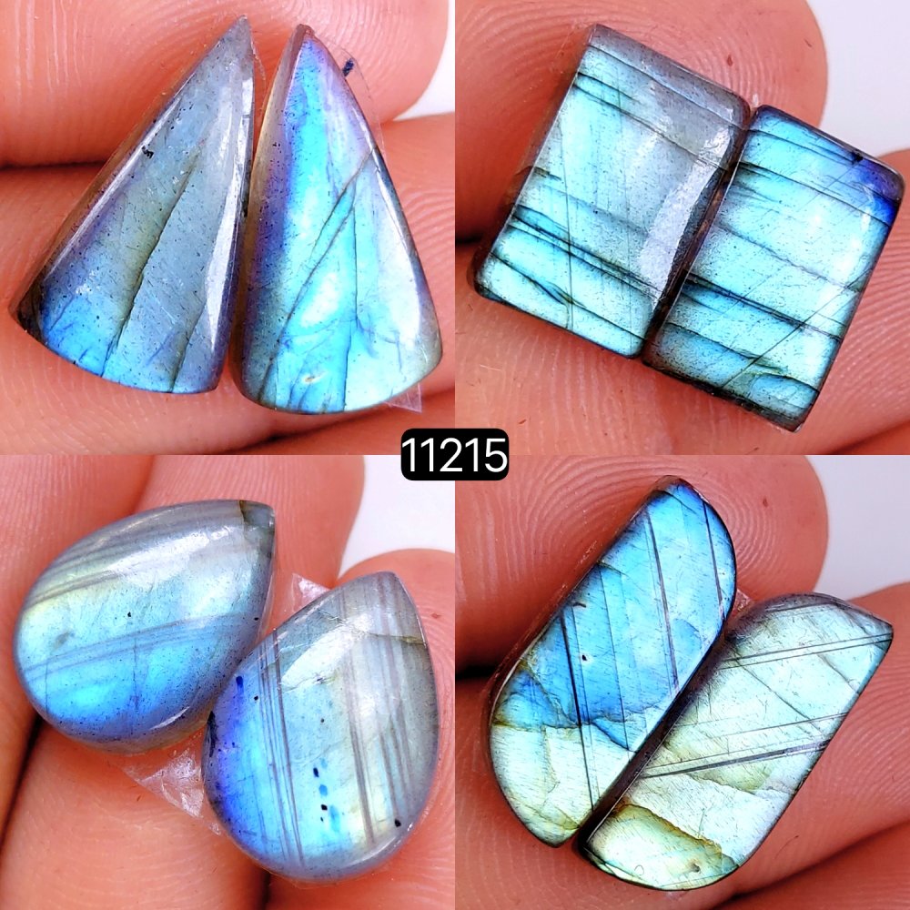 4 Pair 74 Cts Blue Labradorite pairs Labradorite Cabochon Loose Gemstone Labradorite pair for Earring For Woman Earrings Mix Shapes Dangle Drop Earrings 22x10-15x10mm #11215