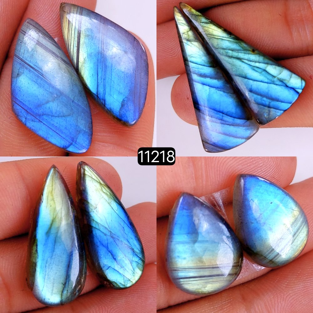4 Pair 137 Cts Blue Labradorite pairs Labradorite Cabochon Loose Gemstone Labradorite pair for Earring For Woman Earrings Mix Shapes Dangle Drop Earrings 38X15-20X14mm #11218
