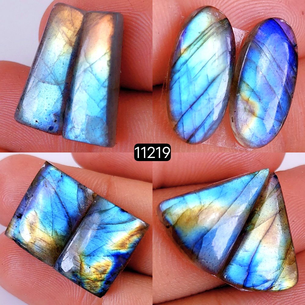 4 Pair 62 Cts Blue Labradorite pairs Labradorite Cabochon Loose Gemstone Labradorite pair for Earring For Woman Earrings Mix Shapes Dangle Drop Earrings 20X7-16X12mm #11219