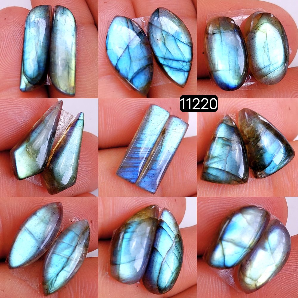 9 Pair 95 Cts Blue Labradorite pairs Labradorite Cabochon Loose Gemstone Labradorite pair for Earring For Woman Earrings Mix Shapes Dangle Drop Earrings 24X6-13X9mm #11220