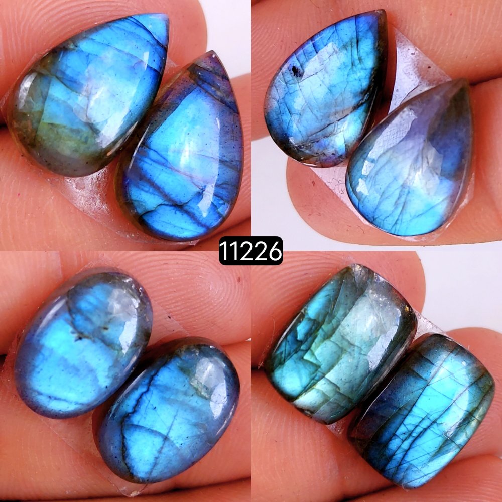 4 Pair 69 Cts Blue Labradorite pairs Labradorite Cabochon Loose Gemstone Labradorite pair for Earring For Woman Earrings Mix Shapes Dangle Drop Earrings 20X12-16X12mm #11226
