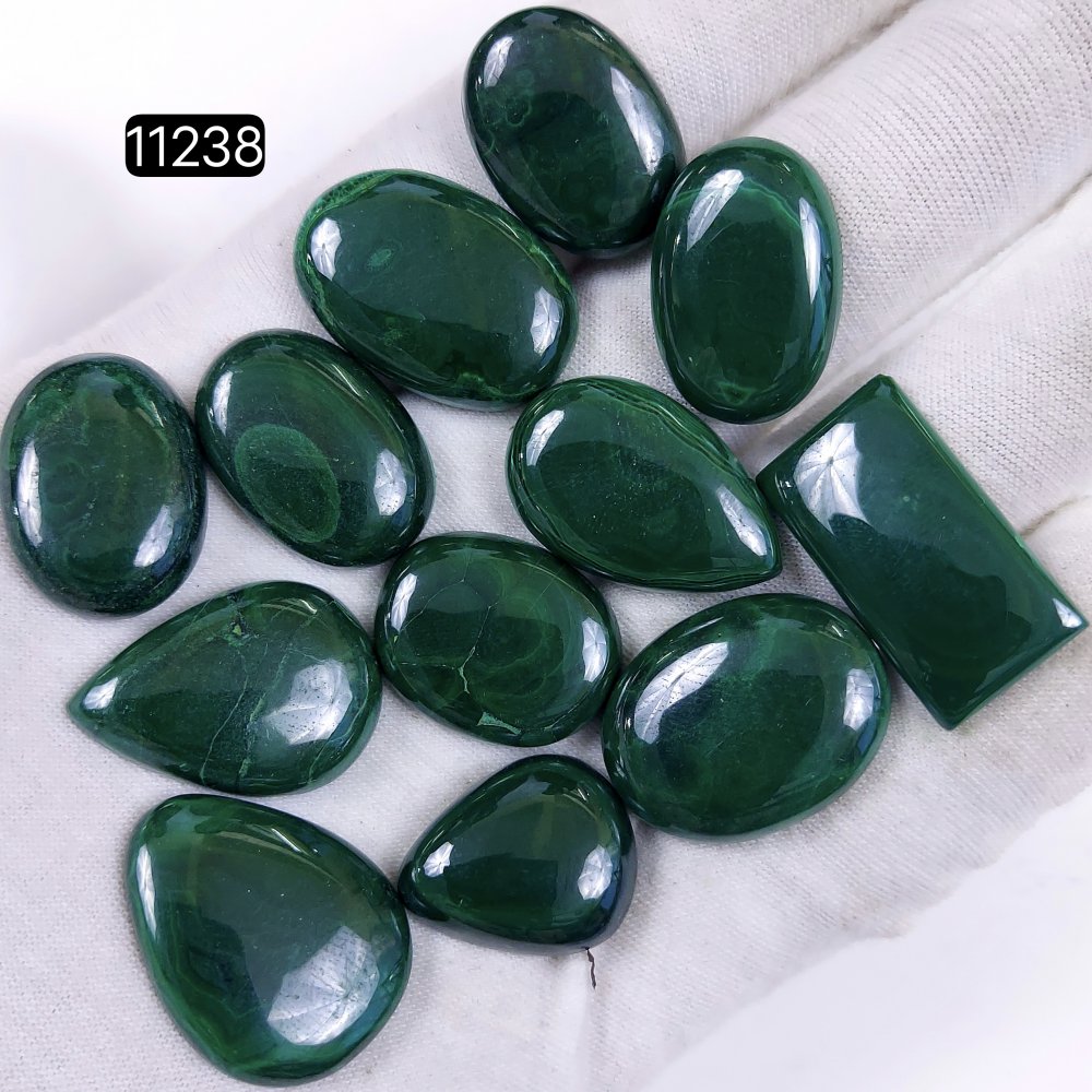 12Pcs 326Cts Natural Malachite Cabochon Loose Gemstone Green Malachite Jewelry Wire Wrapped Pendant Back Unpolished Semi-Precious Healing Crystal Lots 26x14-20x14mm #11238