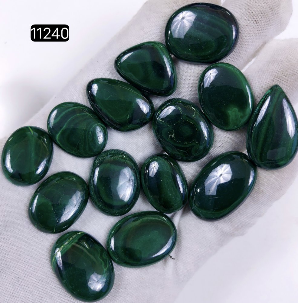 14Pcs 389Cts Natural Malachite Cabochon Loose Gemstone Green Malachite Jewelry Wire Wrapped Pendant Back Unpolished Semi-Precious Healing Crystal Lots 27x17-22x16mm #11240
