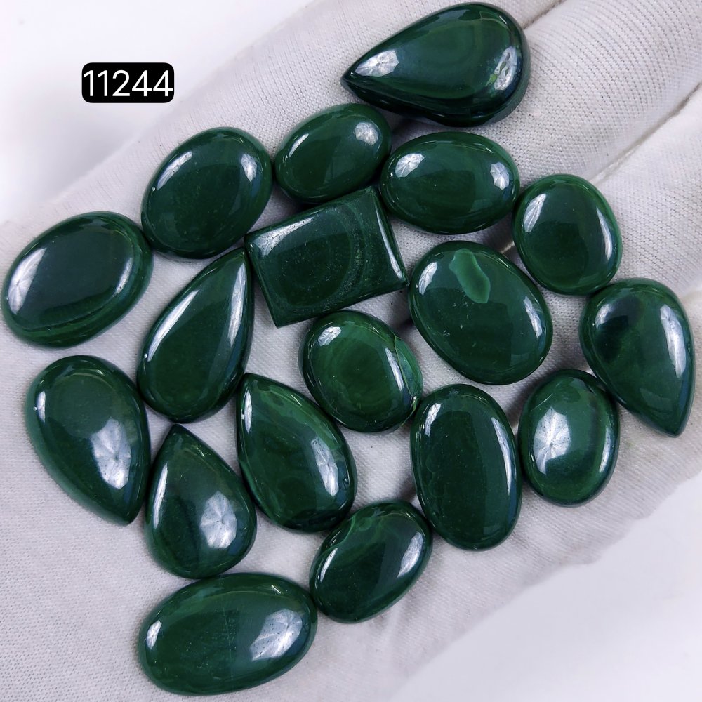 18Pcs 311Cts Natural Malachite Cabochon Loose Gemstone Green Malachite Jewelry Wire Wrapped Pendant Back Unpolished Semi-Precious Healing Crystal Lots 24x15-16x12mm #11244