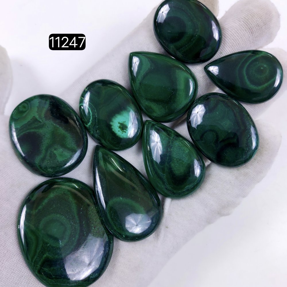 9Pcs 557Cts Natural Malachite Cabochon Loose Gemstone Green Malachite Jewelry Wire Wrapped Pendant Back Unpolished Semi-Precious Healing Crystal Lots 42x24-30x20mm #11247