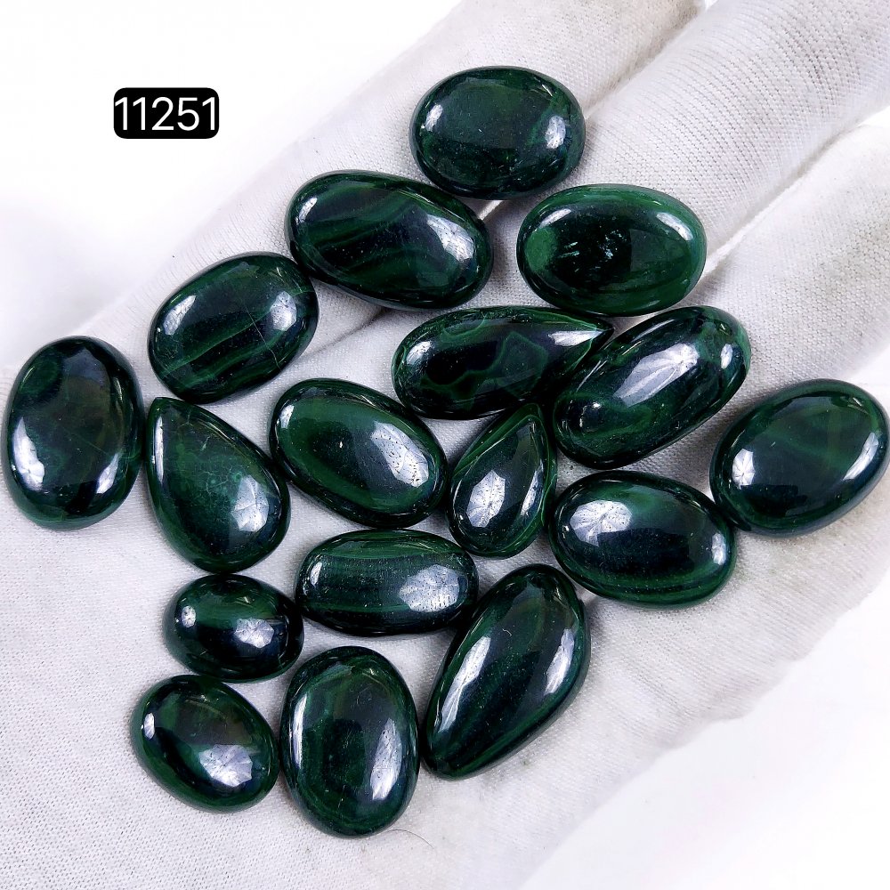 17Pcs 356Cts Natural Malachite Cabochon Loose Gemstone Green Malachite Jewelry Wire Wrapped Pendant Back Unpolished Semi-Precious Healing Crystal Lots 26x12-16x12mm #11251