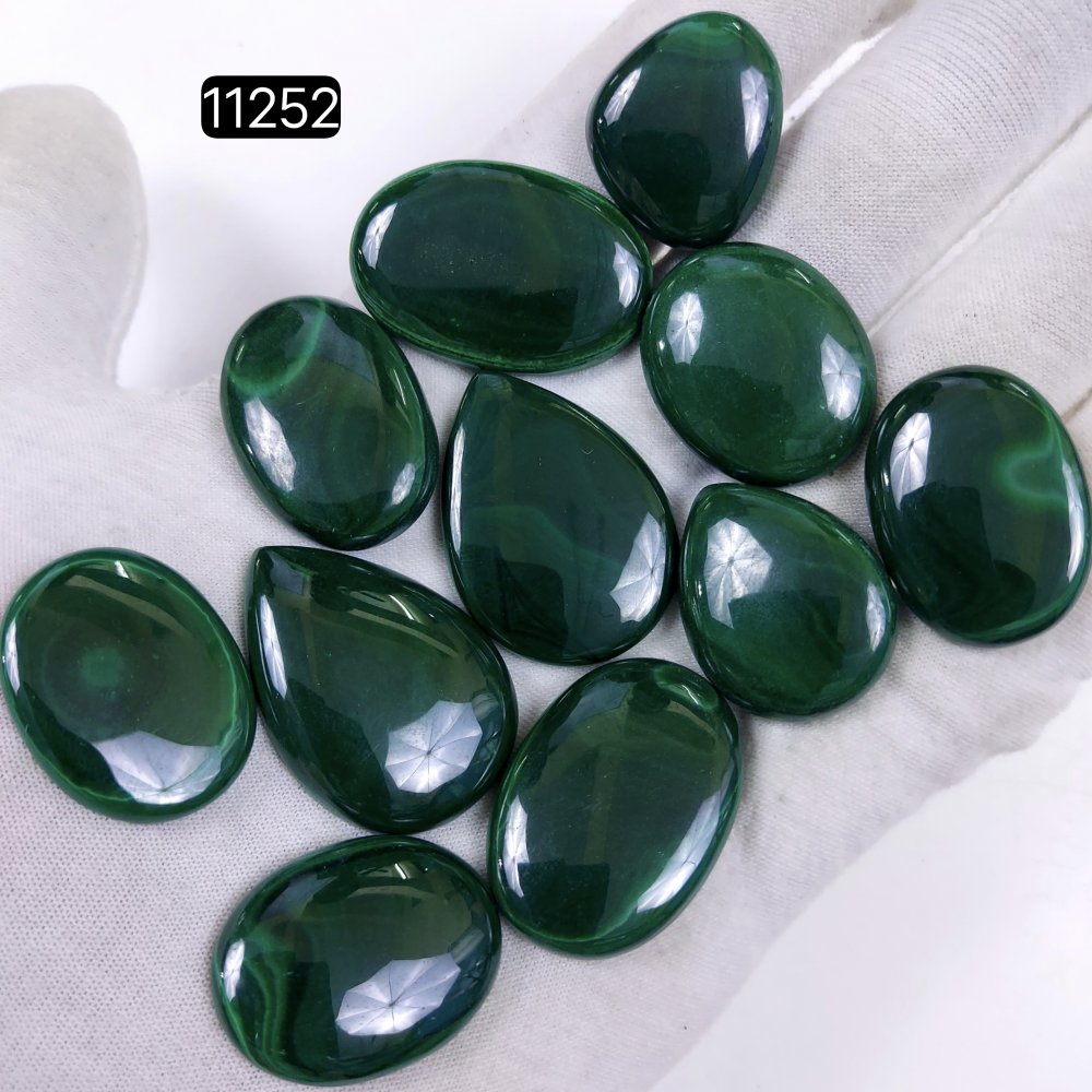11Pcs 451Cts Natural Malachite Cabochon Loose Gemstone Green Malachite Jewelry Wire Wrapped Pendant Back Unpolished Semi-Precious Healing Crystal Lots 34x24-22x20mm #11252