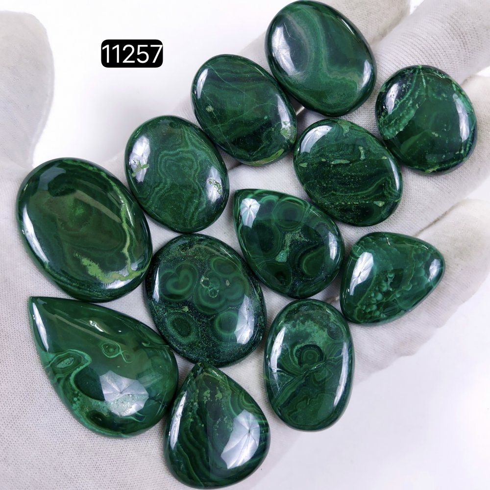 12Pcs 604Cts Natural Malachite Cabochon Loose Gemstone Green Malachite Jewelry Wire Wrapped Pendant Back Unpolished Semi-Precious Healing Crystal Lots 38x28-26x20mm #11257