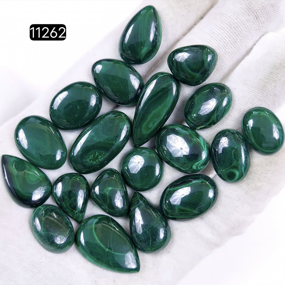 19Pcs 325Cts Natural Malachite Cabochon Loose Gemstone Green Malachite Jewelry Wire Wrapped Pendant Back Unpolished Semi-Precious Healing Crystal Lots 28x12-16x14mm #11262