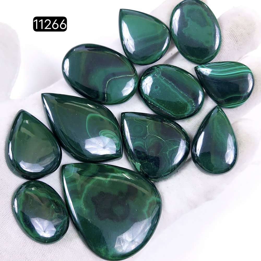 11Pcs 625Cts Natural Malachite Cabochon Loose Gemstone Green Malachite Jewelry Wire Wrapped Pendant Back Unpolished Semi-Precious Healing Crystal Lots 48x38-27x20mm #11266