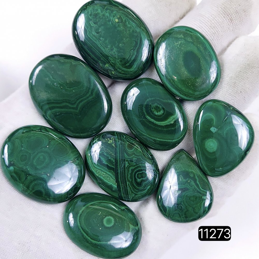 9Pcs 448Cts Natural Malachite Cabochon Loose Gemstone Green Malachite Jewelry Wire Wrapped Pendant Back Unpolished Semi-Precious Healing Crystal Lots 34x26-27x20mm #11273