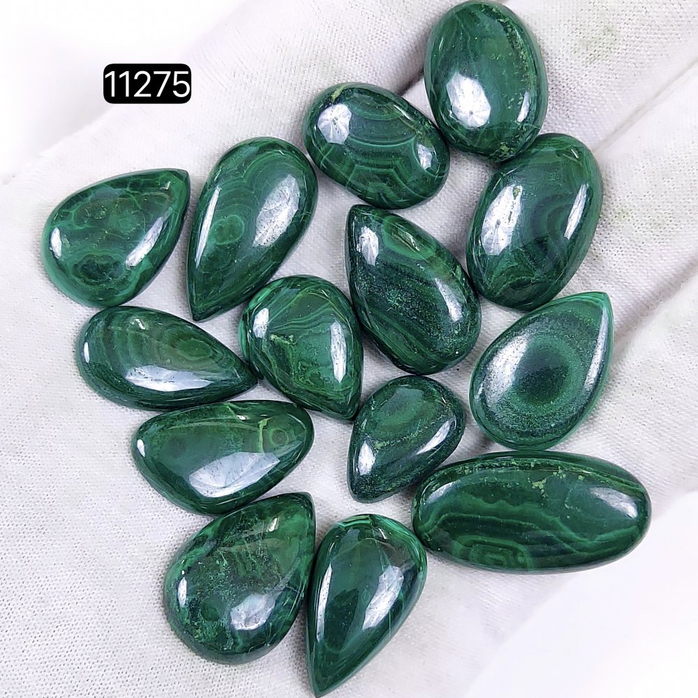 14Pcs 265Cts Natural Malachite Cabochon Loose Gemstone Green Malachite Jewelry Wire Wrapped Pendant Back Unpolished Semi-Precious Healing Crystal Lots 28x15-18x12mm #11275