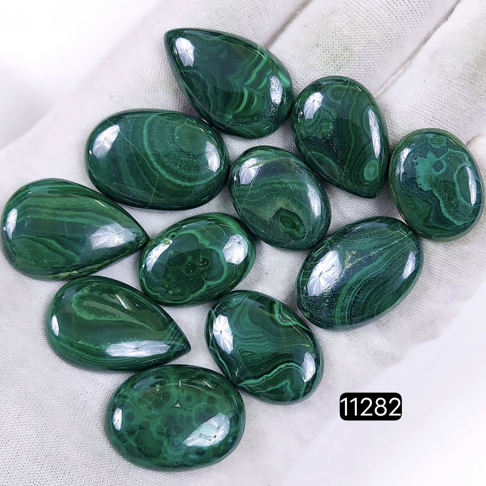 11Pcs 330Cts Natural Malachite Cabochon Loose Gemstone Green Malachite Jewelry Wire Wrapped Pendant Back Unpolished Semi-Precious Healing Crystal Lots 27x20-20x15mm #11282