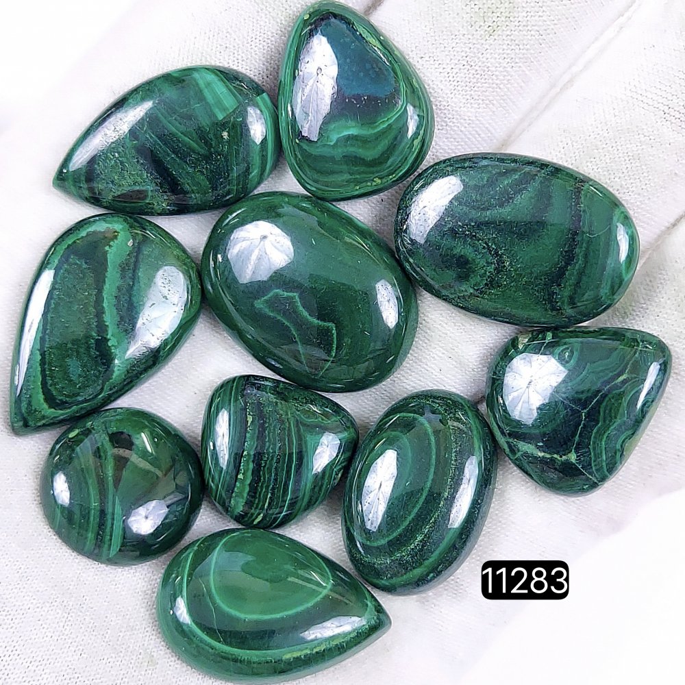 10Pcs 286Cts Natural Malachite Cabochon Loose Gemstone Green Malachite Jewelry Wire Wrapped Pendant Back Unpolished Semi-Precious Healing Crystal Lots 28x20-17x17mm #11283