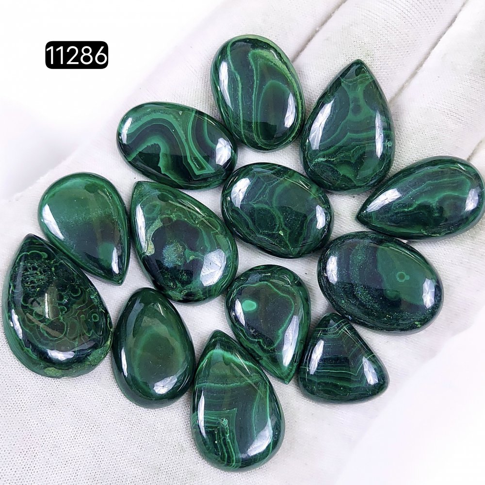 13Pcs 360Cts Natural Malachite Cabochon Loose Gemstone Green Malachite Jewelry Wire Wrapped Pendant Back Unpolished Semi-Precious Healing Crystal Lots 30x20-20x16mm #11286