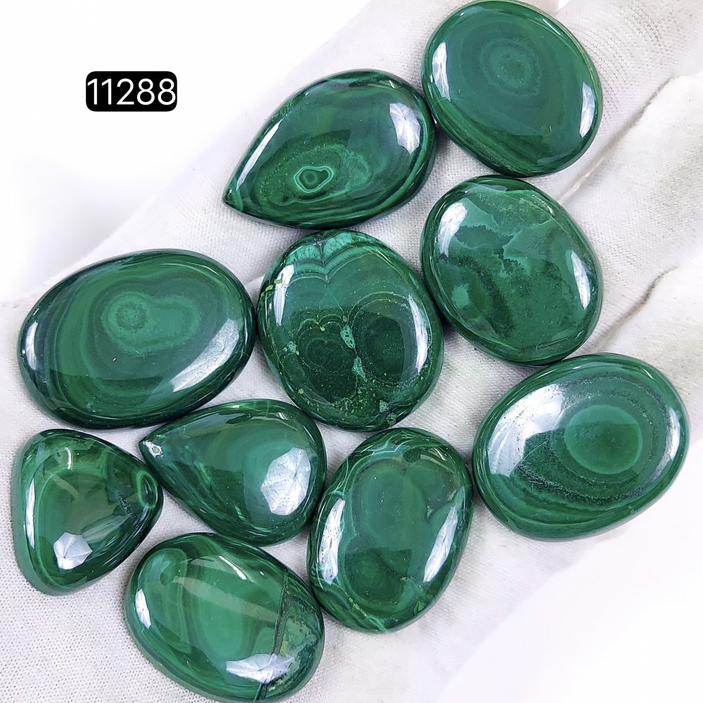 10Pcs 515Cts Natural Malachite Cabochon Loose Gemstone Green Malachite Jewelry Wire Wrapped Pendant Back Unpolished Semi-Precious Healing Crystal Lots 35x25-22x22mm #11288