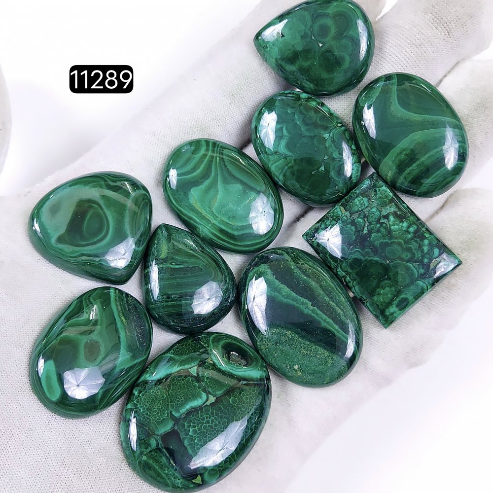 10Pcs 480Cts Natural Malachite Cabochon Loose Gemstone Green Malachite Jewelry Wire Wrapped Pendant Back Unpolished Semi-Precious Healing Crystal Lots 35x27-25x20mm #11289