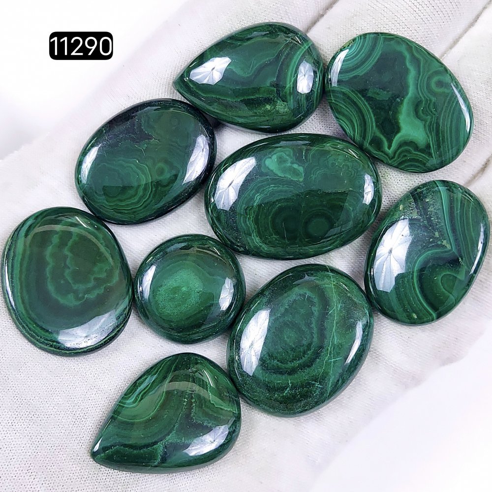 9Pcs 334Cts Natural Malachite Cabochon Loose Gemstone Green Malachite Jewelry Wire Wrapped Pendant Back Unpolished Semi-Precious Healing Crystal Lots 32x24-20x20mm #11290