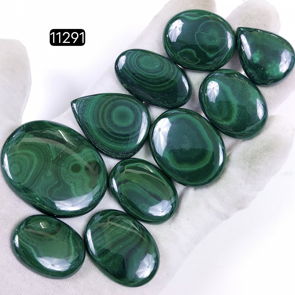 10Pcs 681Cts Natural Malachite Cabochon Loose Gemstone Green Malachite Jewelry Wire Wrapped Pendant Back Unpolished Semi-Precious Healing Crystal Lots 45x37-30x20mm #11291