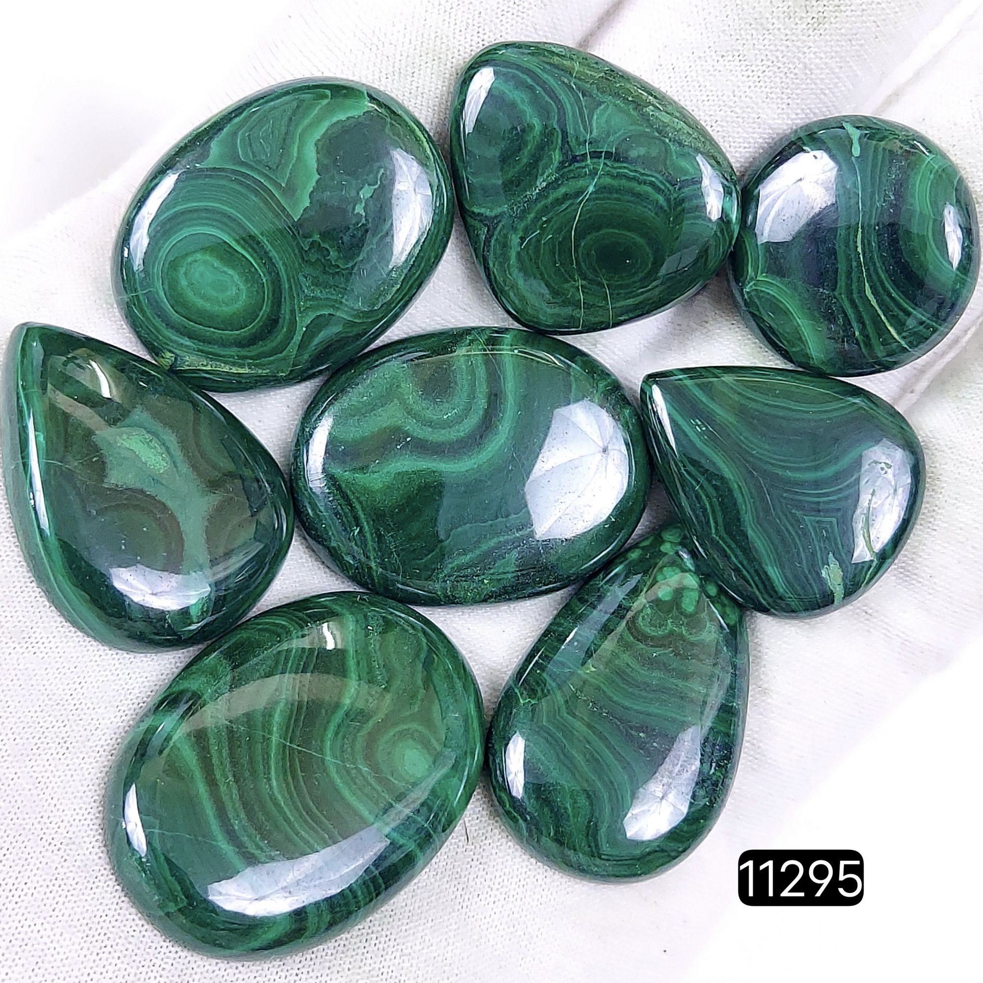 8Pcs 381Cts Natural Malachite Cabochon Loose Gemstone Green Malachite Jewelry Wire Wrapped Pendant Back Unpolished Semi-Precious Healing Crystal Lots 34x25-22x22mm 11295