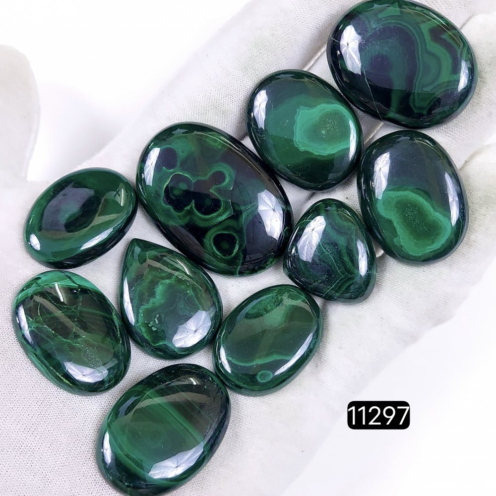 10Pcs 505Cts Natural Malachite Cabochon Loose Gemstone Green Malachite Jewelry Wire Wrapped Pendant Back Unpolished Semi-Precious Healing Crystal Lots 40x28-22x20mm #11297