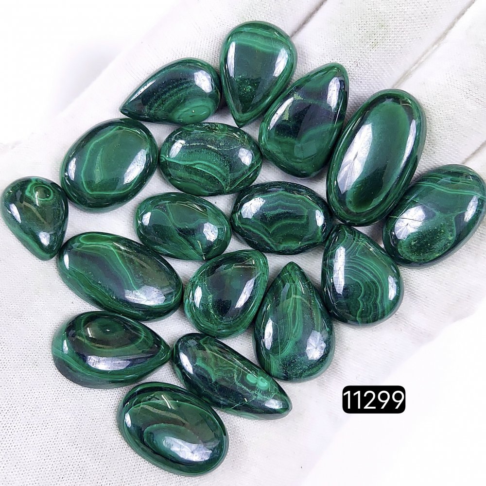 17Pcs 347Cts Natural Malachite Cabochon Loose Gemstone Green Malachite Jewelry Wire Wrapped Pendant Back Unpolished Semi-Precious Healing Crystal Lots 26x15-17x12mm #11299