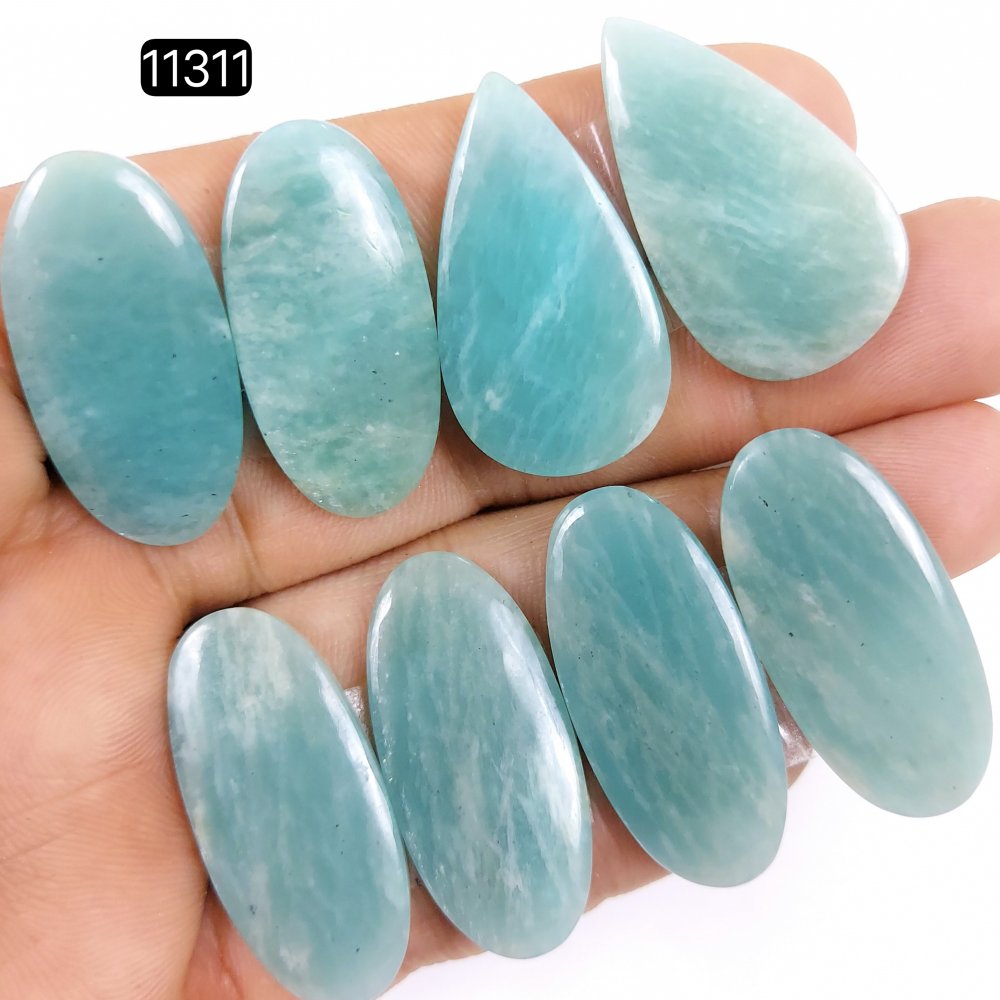 4 Pairs 150Cts Natural Amazonite Loose Cabochon Flat Back Gemstone Pair Lot Earrings Crystal Lot for Jewelry Making Gift For Her 35x16-32x16mm #11311