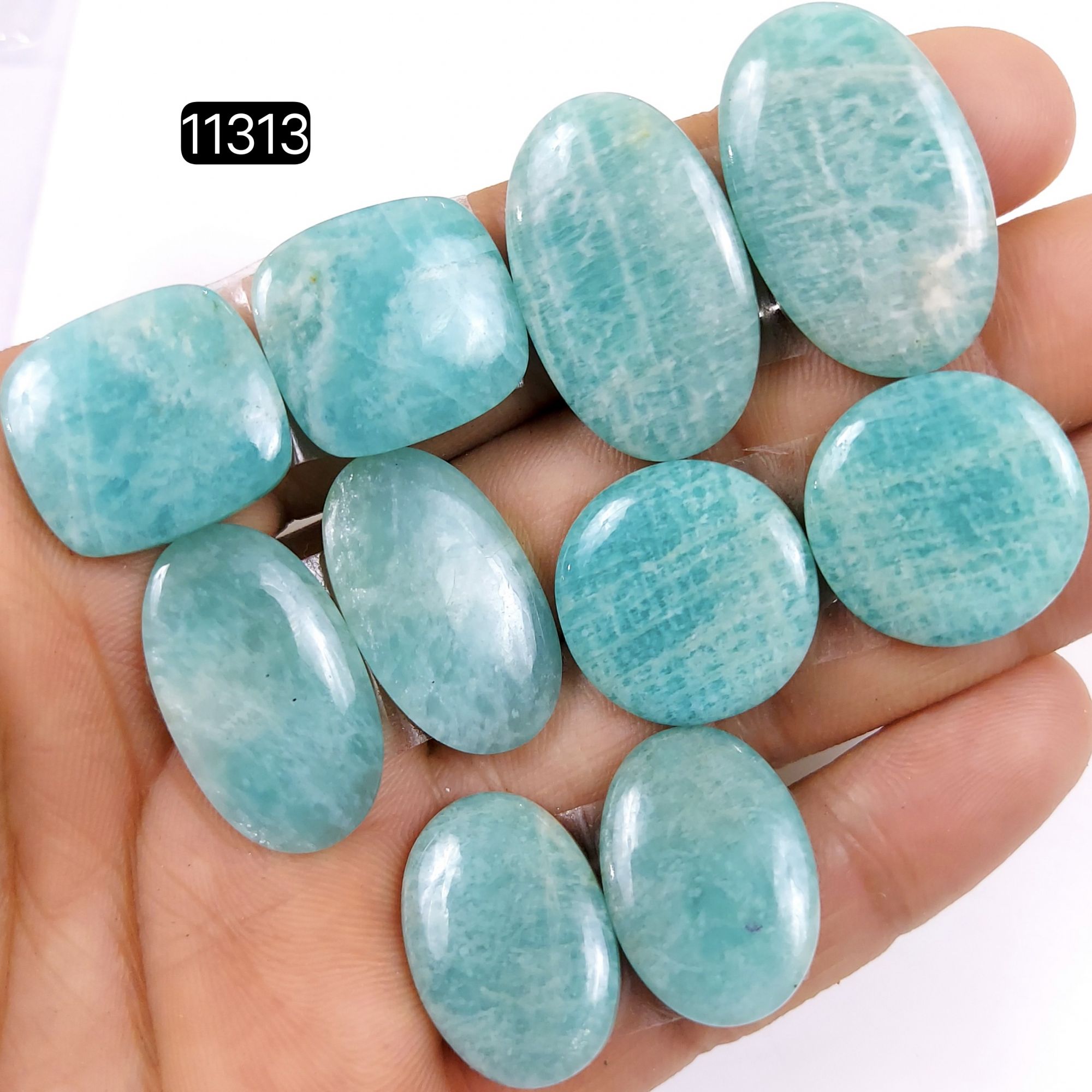 5 Pairs 180Cts Natural Amazonite Loose Cabochon Flat Back Gemstone Pair Lot Earrings Crystal Lot for Jewelry Making Gift For Her 30x18-20x20mm 11313