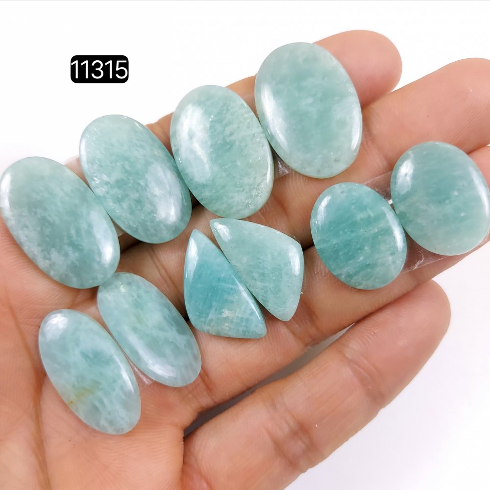 5 Pairs 128Cts Natural Amazonite Loose Cabochon Flat Back Gemstone Pair Lot Earrings Crystal Lot for Jewelry Making Gift For Her 27x17-20x15mm #11315