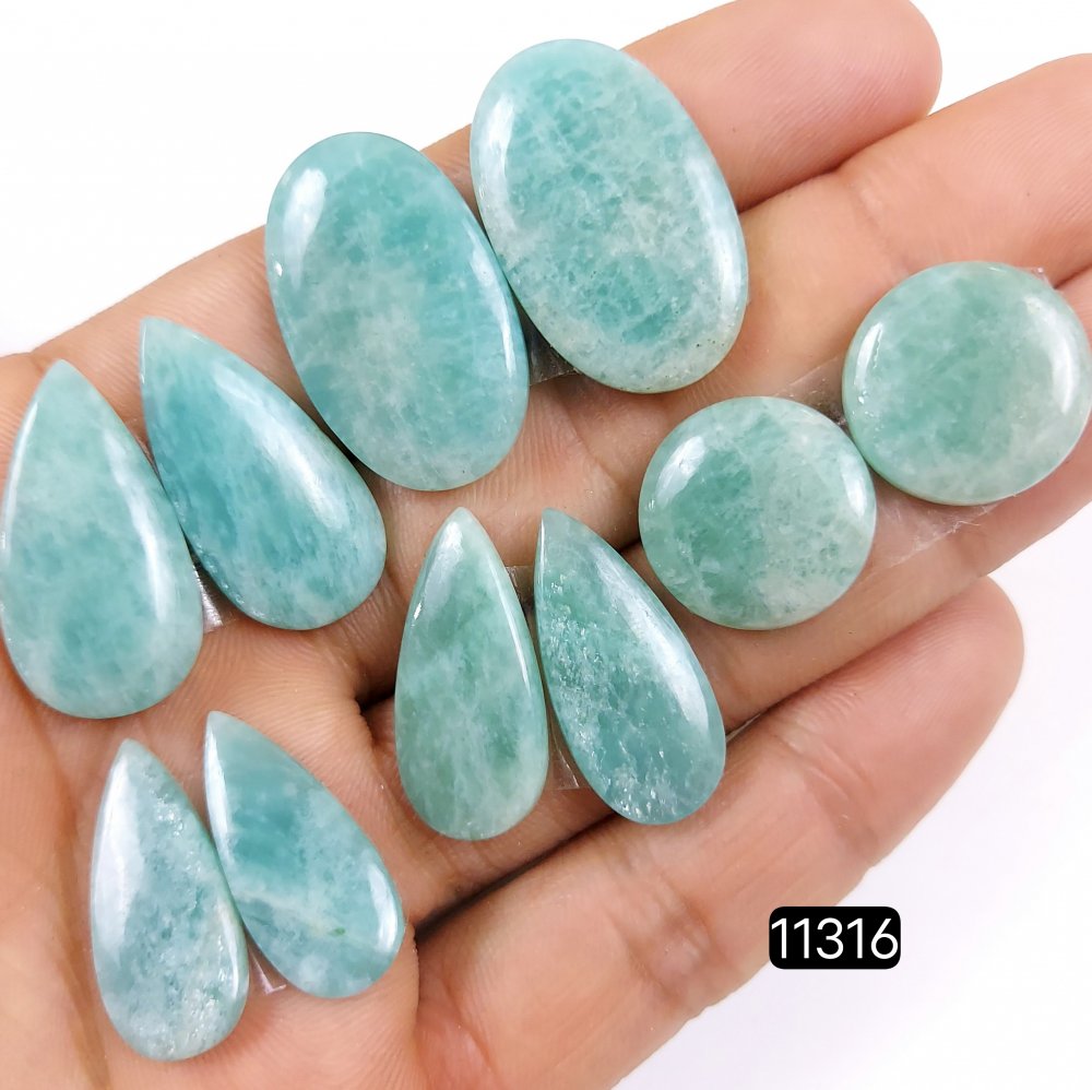 5 Pairs 127Cts Natural Amazonite Loose Cabochon Flat Back Gemstone Pair Lot Earrings Crystal Lot for Jewelry Making Gift For Her 28x18-17x17mm #11316