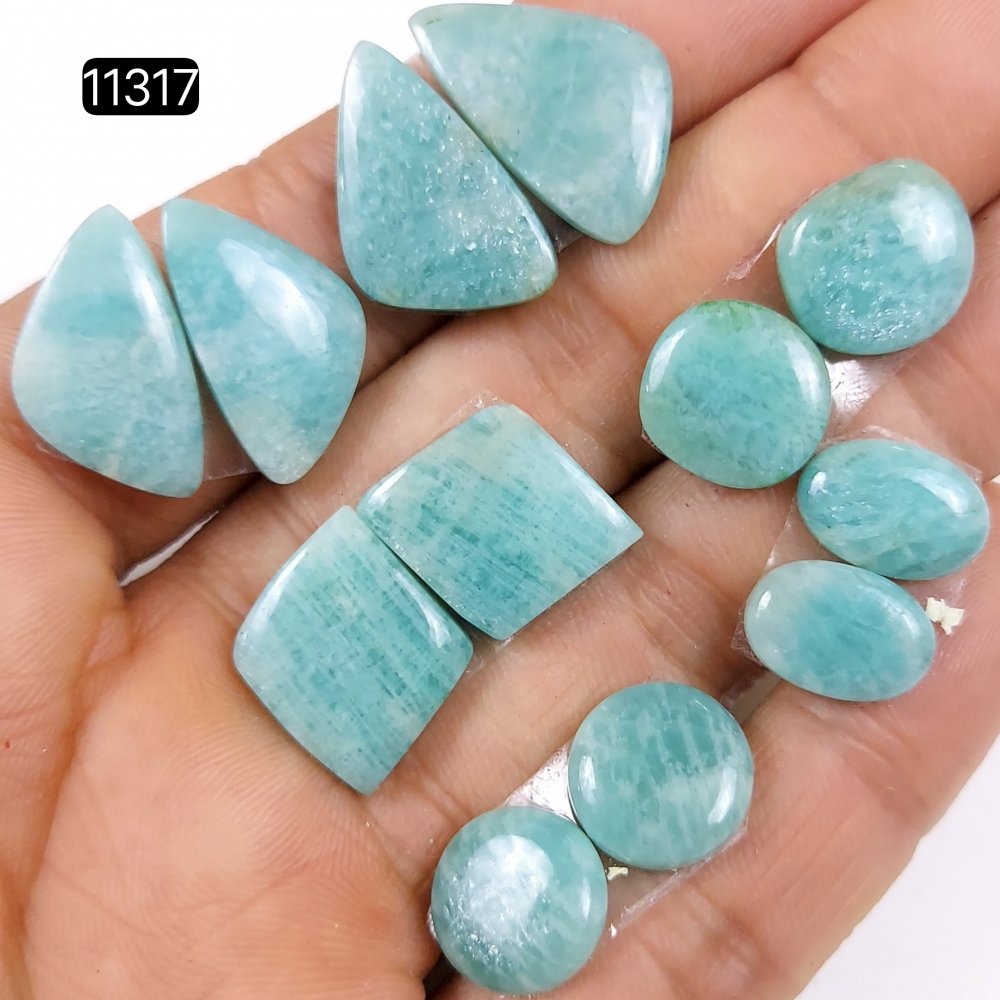 6 Pairs 74Cts Natural Amazonite Loose Cabochon Flat Back Gemstone Pair Lot Earrings Crystal Lot for Jewelry Making Gift For Her 22x12-12x12mm #11317