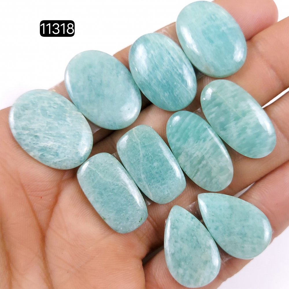 5 Pairs 129Cts Natural Amazonite Loose Cabochon Flat Back Gemstone Pair Lot Earrings Crystal Lot for Jewelry Making Gift For Her 25x18-22x14mm #11318