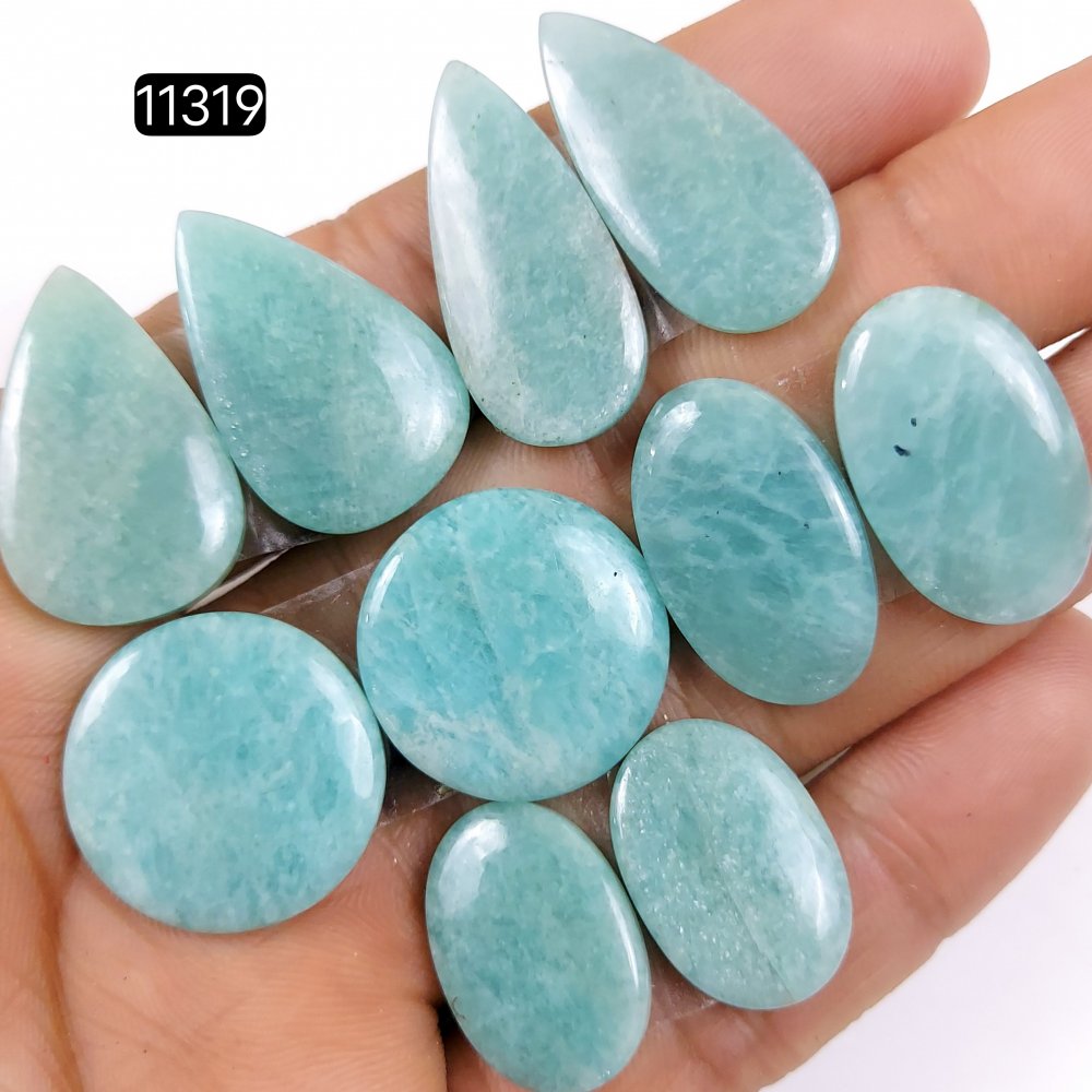 5 Pairs 133Cts Natural Amazonite Loose Cabochon Flat Back Gemstone Pair Lot Earrings Crystal Lot for Jewelry Making Gift For Her 30x14-20x14mm #11319