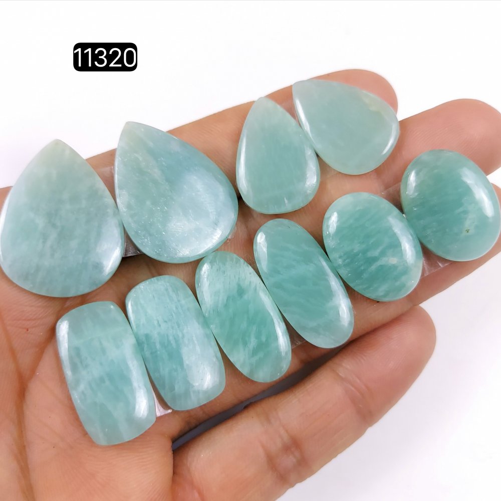 5 Pairs 142Cts Natural Amazonite Loose Cabochon Flat Back Gemstone Pair Lot Earrings Crystal Lot for Jewelry Making Gift For Her 30x22-22x15mm #11320