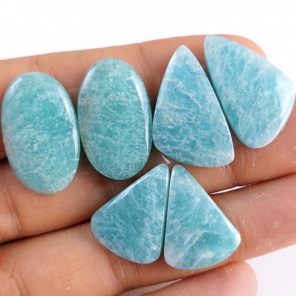 3 Pairs 61Cts Natural Amazonite Loose Cabochon Flat Back Gemstone Pair Lot Earrings Crystal Lot for Jewelry Making Gift For Her 27x14-22x15mm #11321
