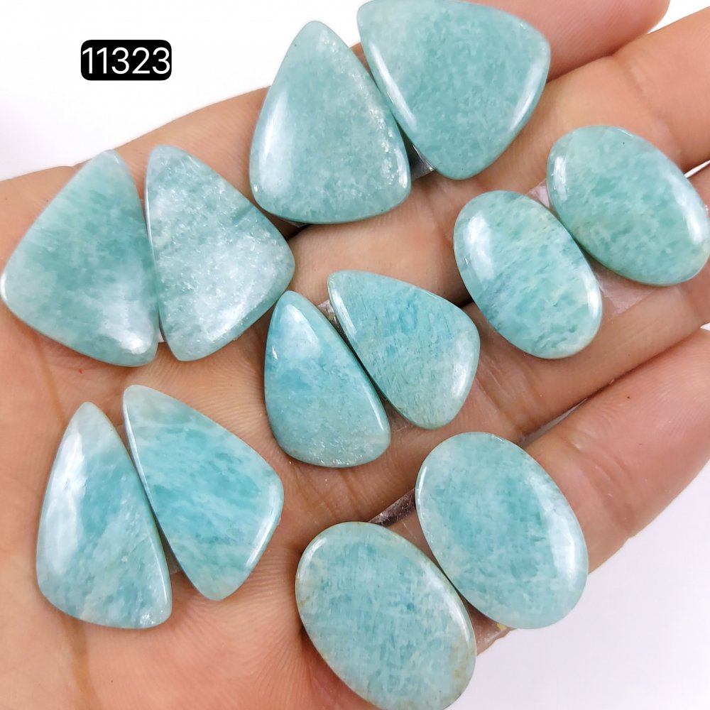 6 Pairs 125Cts Natural Amazonite Loose Cabochon Flat Back Gemstone Pair Lot Earrings Crystal Lot for Jewelry Making Gift For Her 26x20-22x14mm #11323