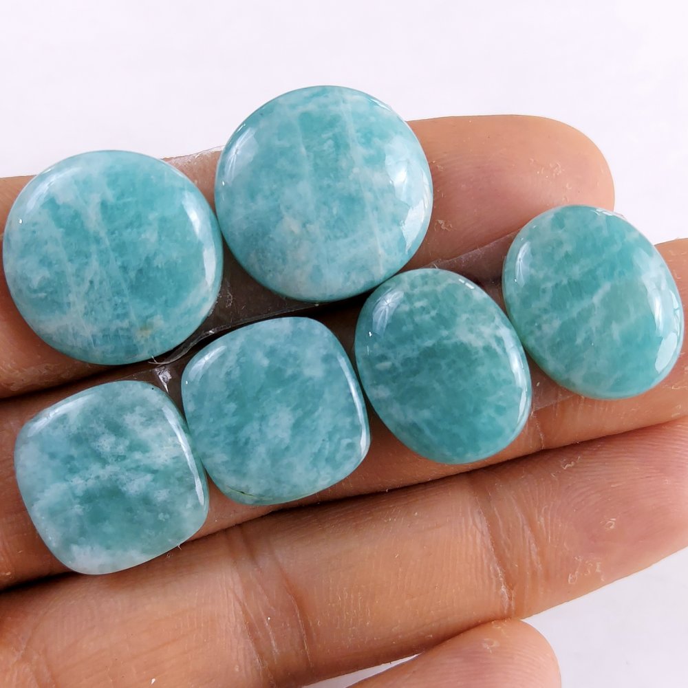 3 Pairs 83Cts Natural Amazonite Loose Cabochon Flat Back Gemstone Pair Lot Earrings Crystal Lot for Jewelry Making Gift For Her 25x15-16x16mm #11324