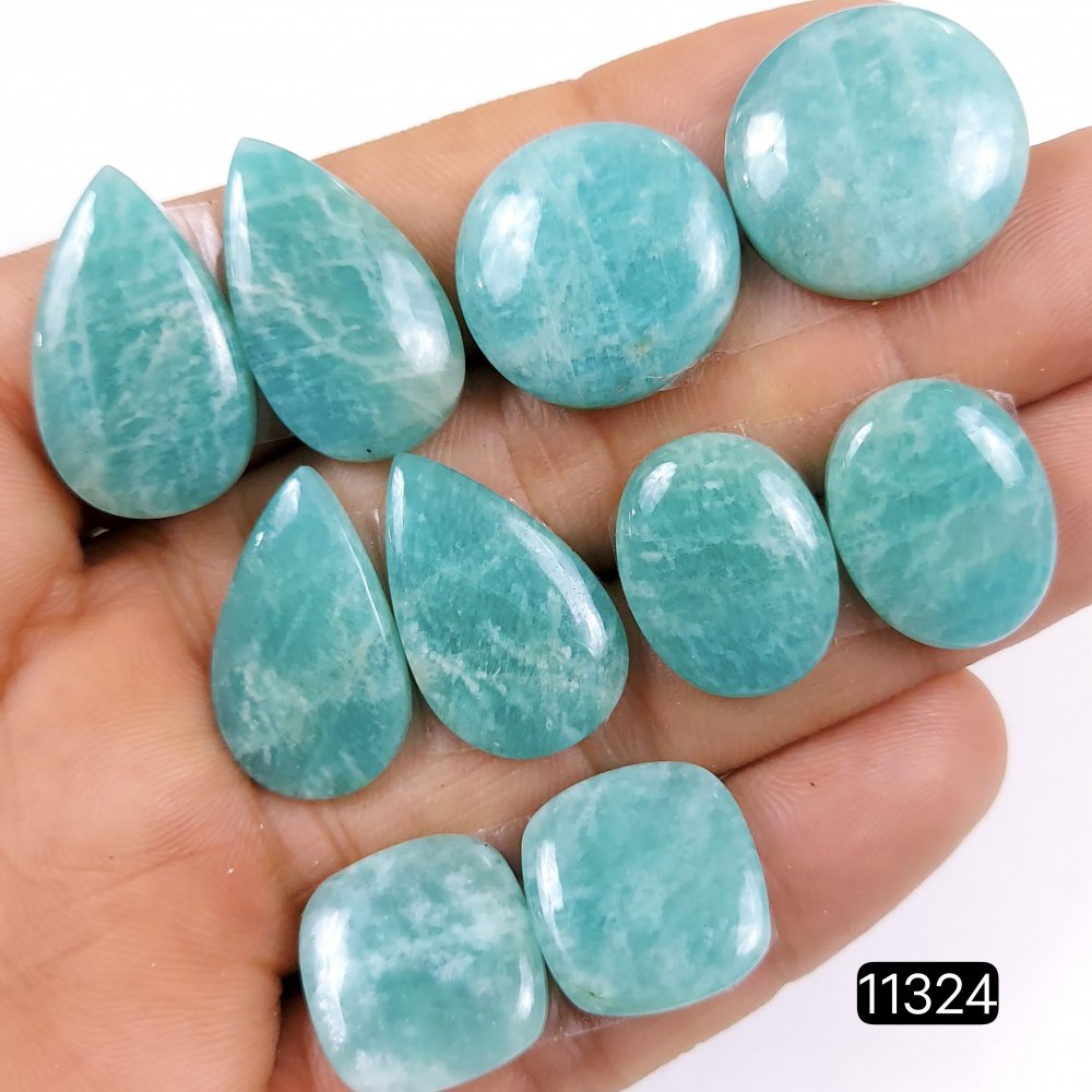 5 Pairs 128Cts Natural Amazonite Loose Cabochon Flat Back Gemstone Pair Lot Earrings Crystal Lot for Jewelry Making Gift For Her 25x15-16x16mm #11324