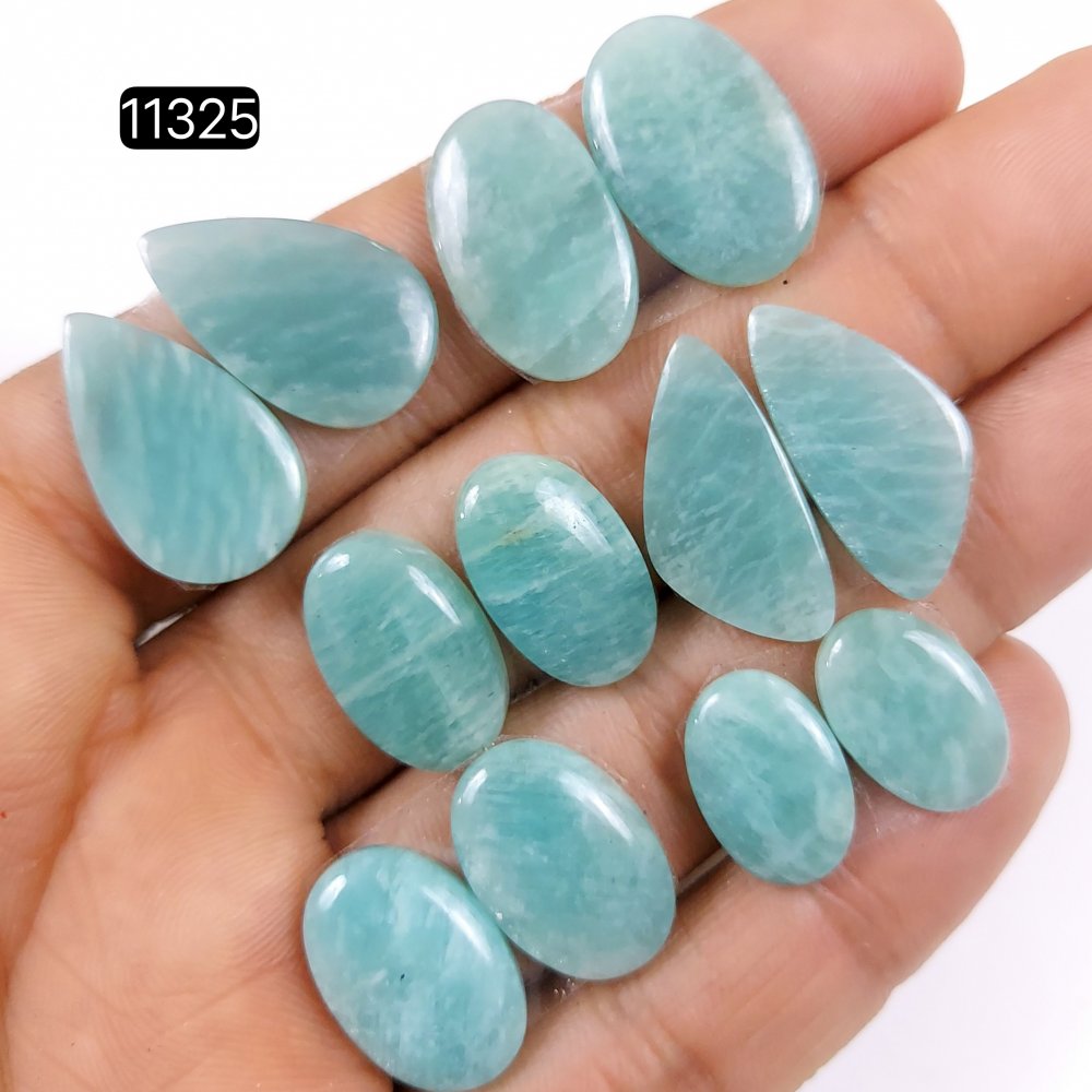 6 Pairs 80Cts Natural Amazonite Loose Cabochon Flat Back Gemstone Pair Lot Earrings Crystal Lot for Jewelry Making Gift For Her 22x14-15x10mm #11325