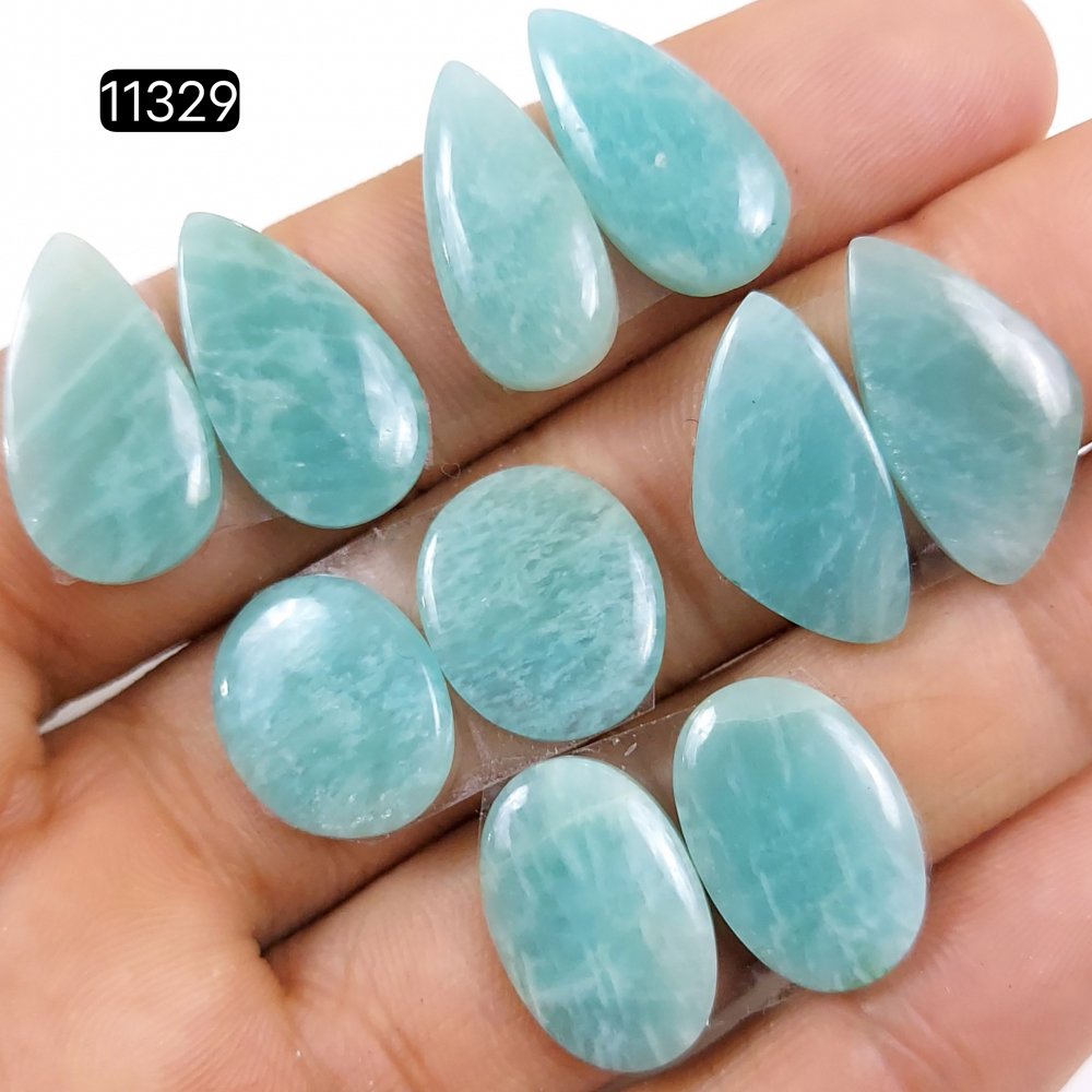 5 Pairs 62Cts Natural Amazonite Loose Cabochon Flat Back Gemstone Pair Lot Earrings Crystal Lot for Jewelry Making Gift For Her 20x10-16x14mm #11329