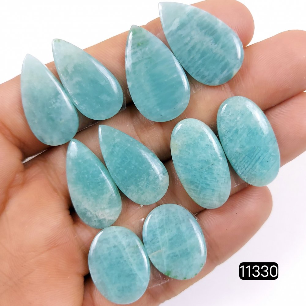 5 Pairs 97Cts Natural Amazonite Loose Cabochon Flat Back Gemstone Pair Lot Earrings Crystal Lot for Jewelry Making Gift For Her 26x14-20x15mm #11330