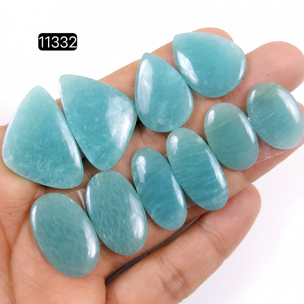 5 Pairs 144Cts Natural Amazonite Loose Cabochon Flat Back Gemstone Pair Lot Earrings Crystal Lot for Jewelry Making Gift For Her 32x22-22x13mm #11332
