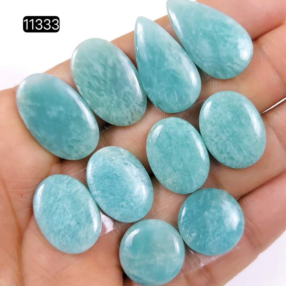 5 Pairs 111Cts Natural Amazonite Loose Cabochon Flat Back Gemstone Pair Lot Earrings Crystal Lot for Jewelry Making Gift For Her 26x15-17x17mm #11333