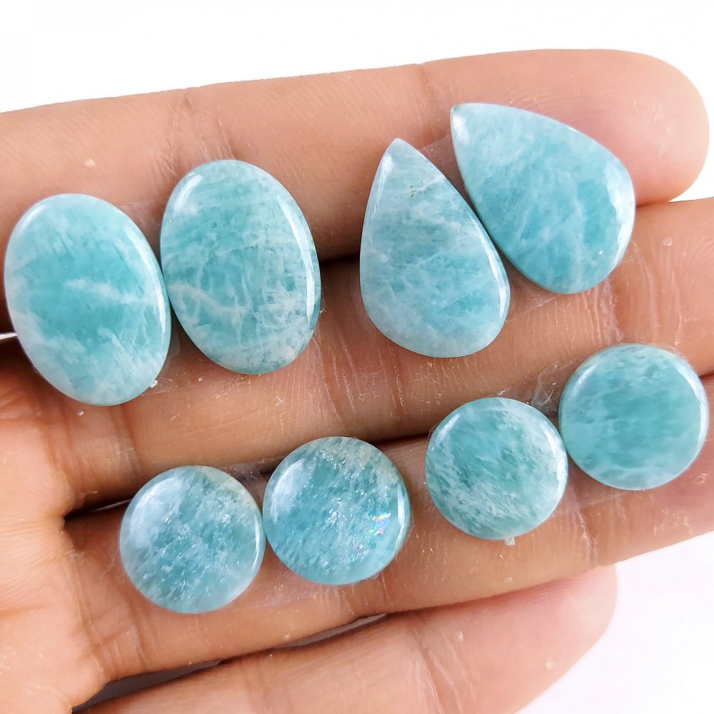 4 Pairs 55Cts Natural Amazonite Loose Cabochon Flat Back Gemstone Pair Lot Earrings Crystal Lot for Jewelry Making Gift For Her 20x12-12x12mm #11334