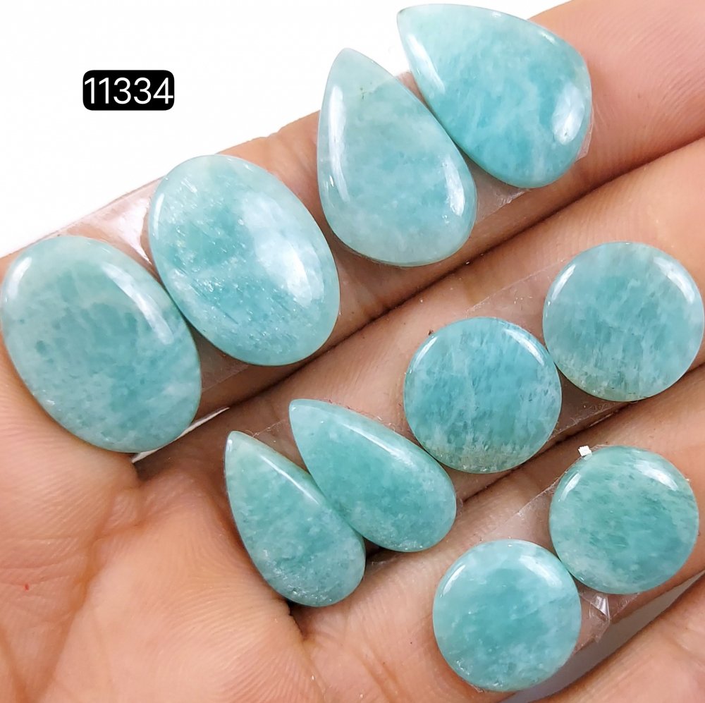 5 Pairs 67Cts Natural Amazonite Loose Cabochon Flat Back Gemstone Pair Lot Earrings Crystal Lot for Jewelry Making Gift For Her 20x12-12x12mm #11334