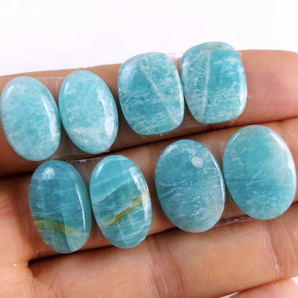 4 Pairs 57Cts Natural Amazonite Loose Cabochon Flat Back Gemstone Pair Lot Earrings Crystal Lot for Jewelry Making Gift For Her 19x12-16x11mm #11336