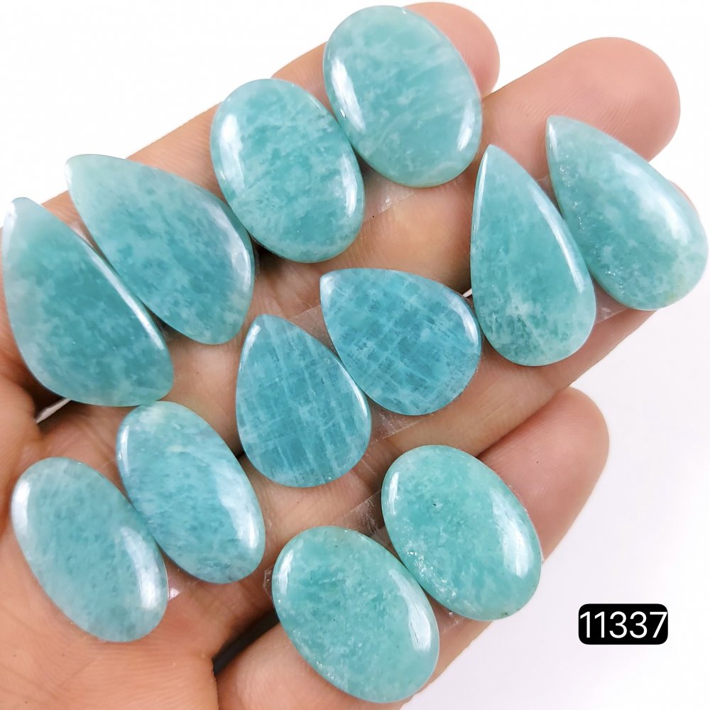 6 Pairs 124Cts Natural Amazonite Loose Cabochon Flat Back Gemstone Pair Lot Earrings Crystal Lot for Jewelry Making Gift For Her 27x15-21x15mm #11337